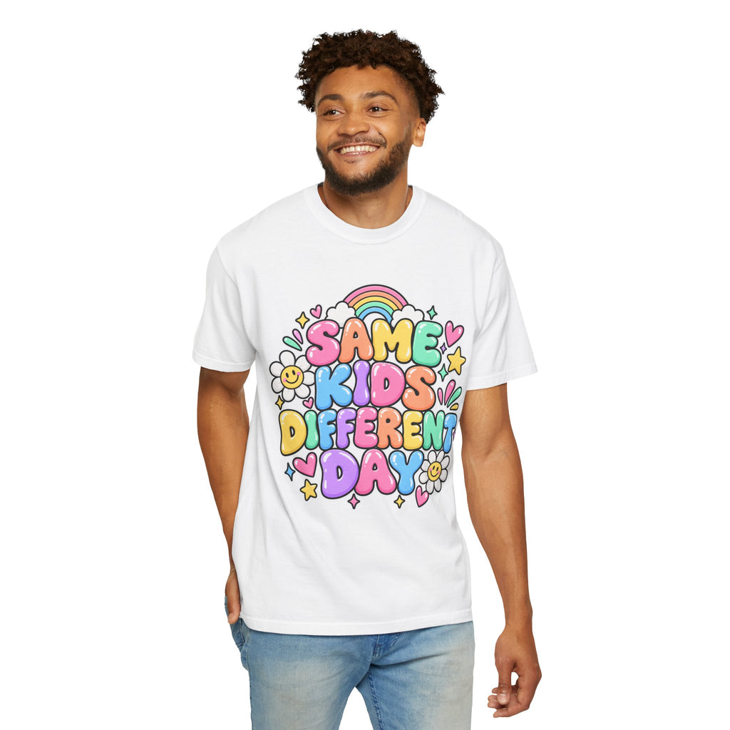 Same Kids Different Day T-shirt | Retro Rainbow Floral Typography