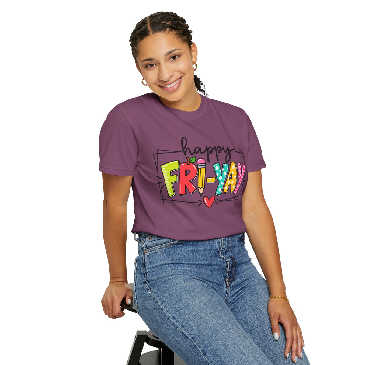 Happy Fri-yay Colorful Graphic T-shirt | Cute Friday Celebration Tee