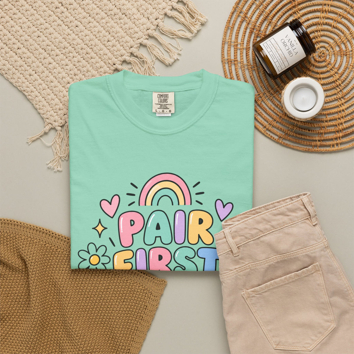 Pair First Teach Second T-Shirt | Cute Rainbow Classroom Design
