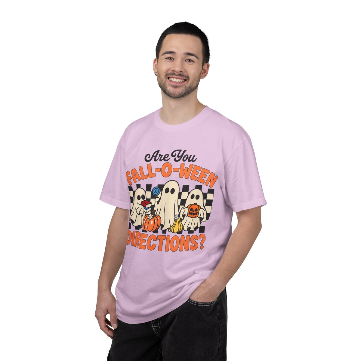 Fall-o-ween Ghosts Directions? T-shirt | Halloween pumpkin retro graphic