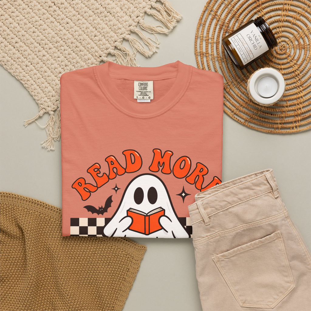 Read More Booooks ghost reading T-Shirt | Halloween book lover tee