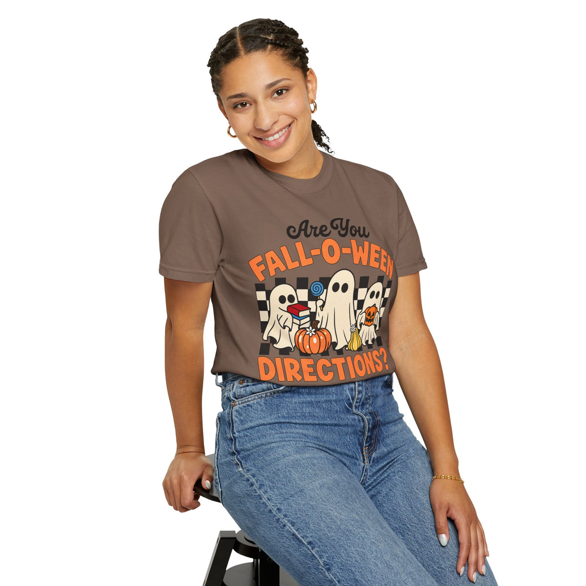 Fall-o-ween Ghosts Directions? T-shirt | Halloween pumpkin retro graphic