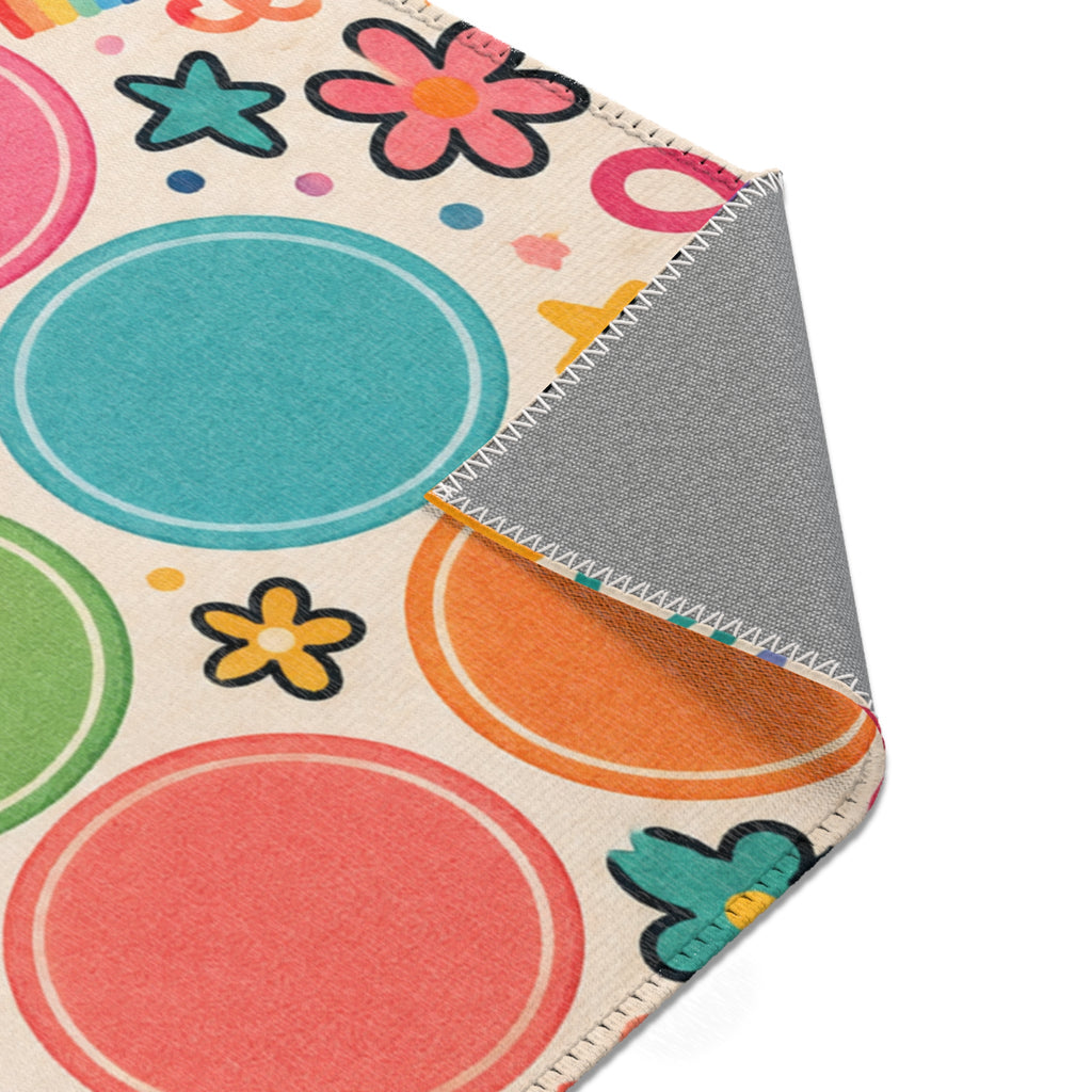 Colorful Rainbow Dots Playful Pattern Area Rug | Kids Nursery Decor