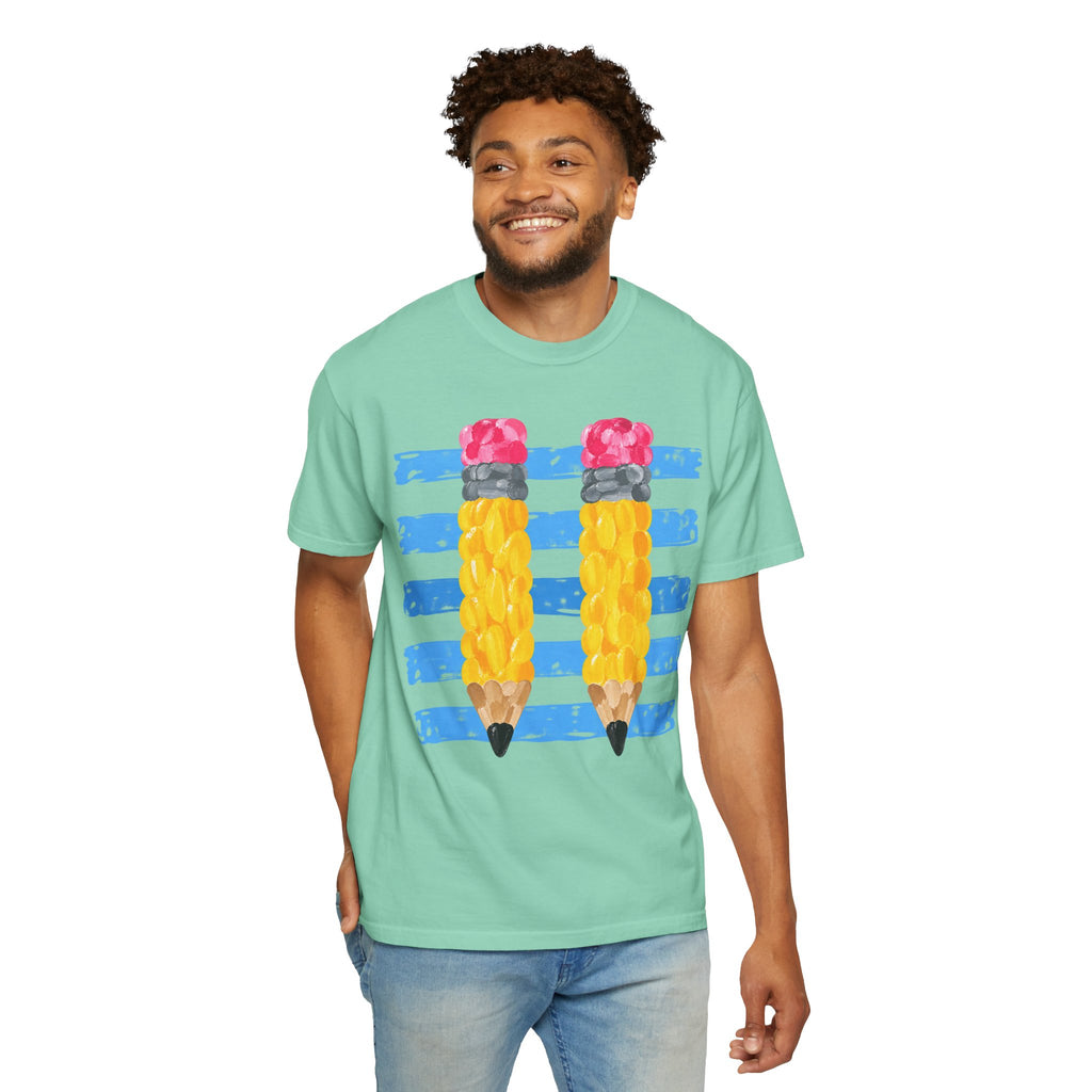 Braided Pencil Illustration T-Shirt | School Art Teacher Tee
