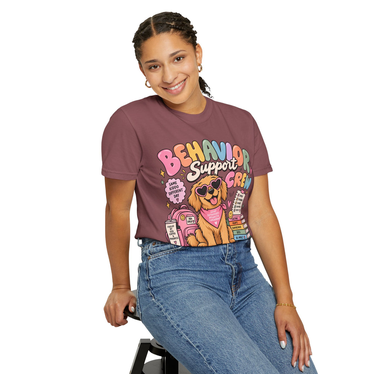Behavior Support Crew T-shirt | Golden Retriever School Therapy Design