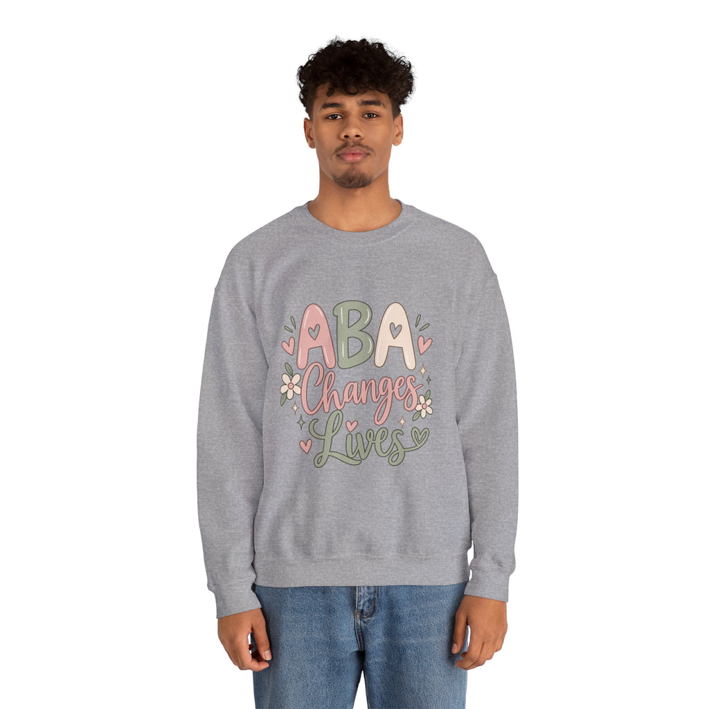 ABA Changes Lives Sweatshirt | Autism Therapy Awareness, Pastel Floral Design