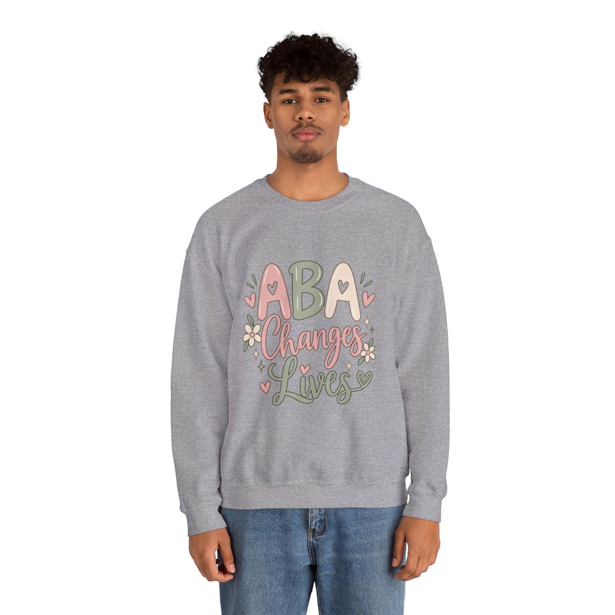ABA Changes Lives Sweatshirt | Autism Therapy Awareness, Pastel Floral Design