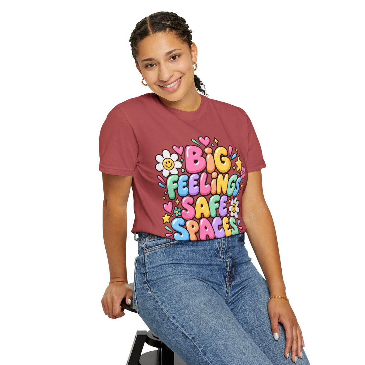 Big Feelings Safe Spaces T-shirt | Pastel Cute Floral Typography