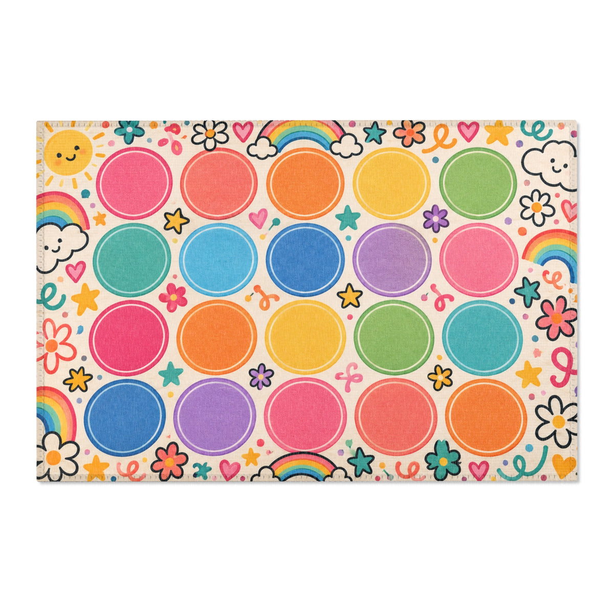 Colorful Rainbow Dots Playful Pattern Area Rug | Kids Nursery Decor