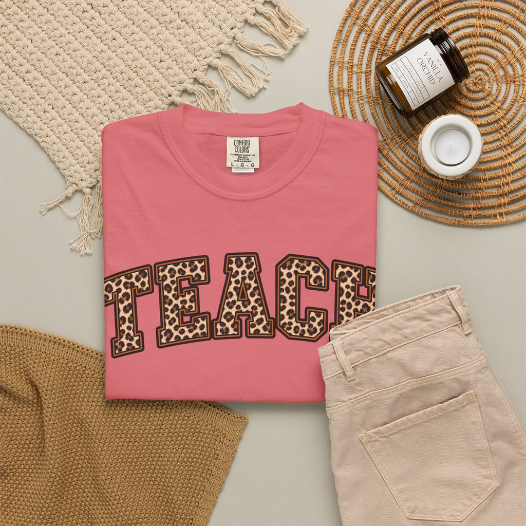 Leopard Print TEACH T-Shirt | Teacher Shirt, Animal Print Typography