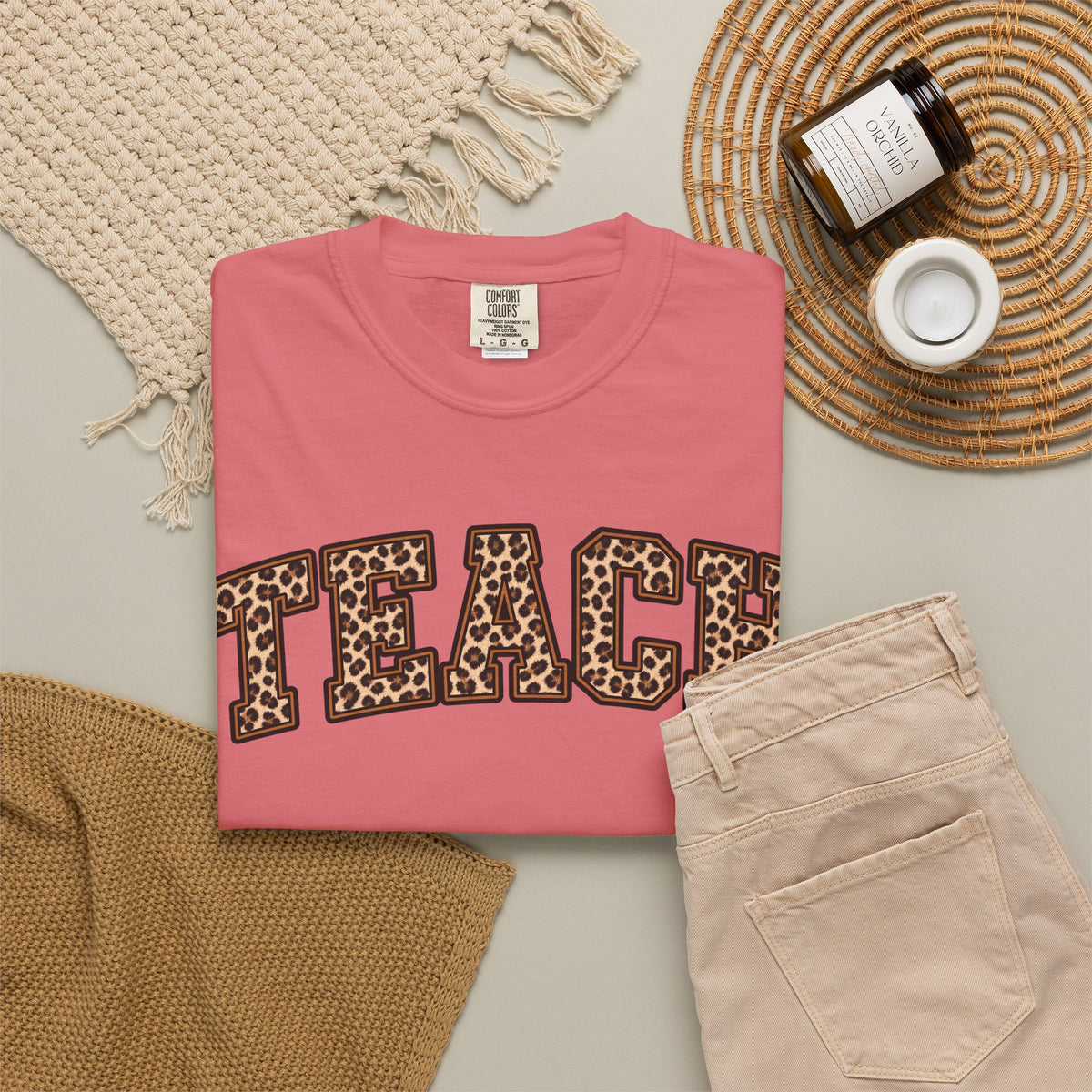 Leopard Print TEACH T-Shirt | Teacher Shirt, Animal Print Typography