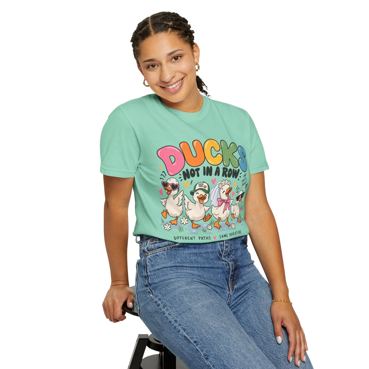 Ducks Not In A Row tee | Cute Duck Illustration T-Shirt, Different Paths Same Adventure