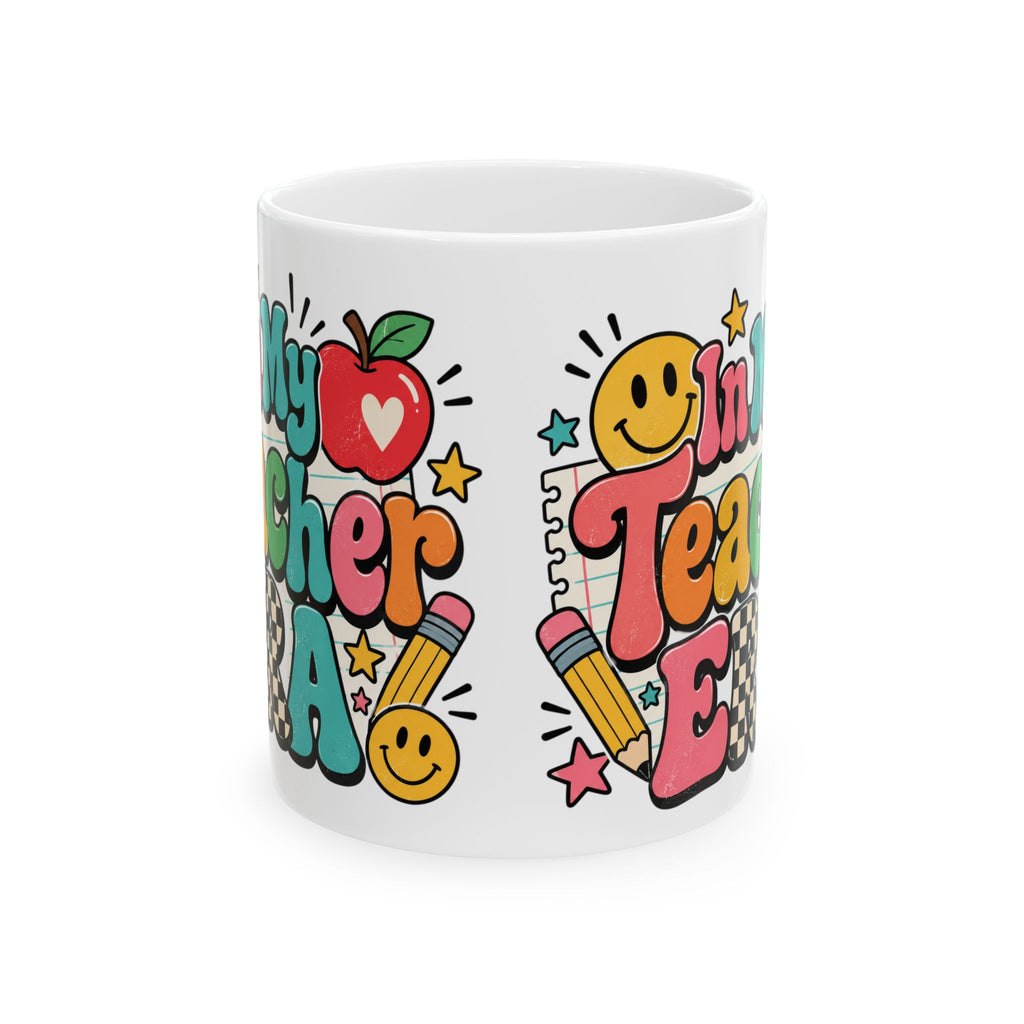 My Teacher Era Mug | Colorful Retro Teacher Illustration Ceramic Mug