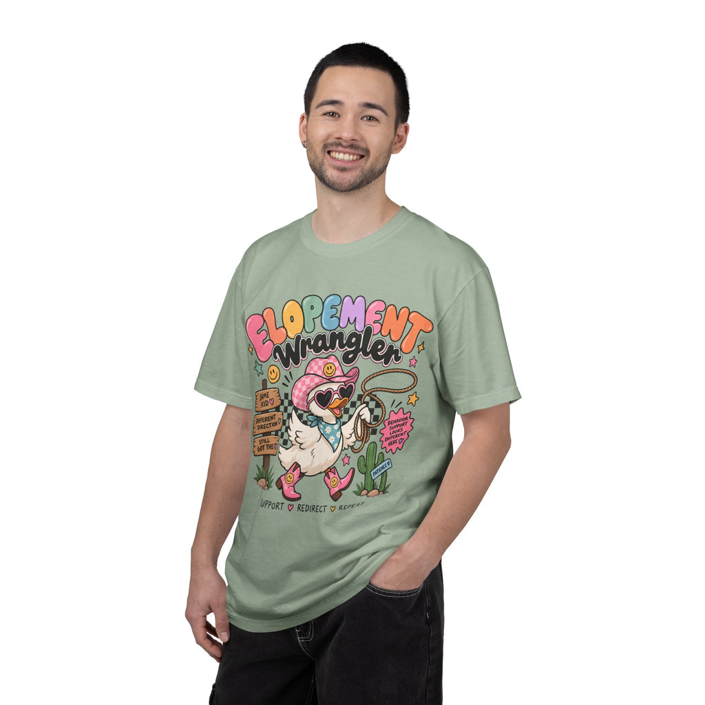 Elopement T-shirt | Cute Cowboy Sloth Illustration, Western Floral Tee