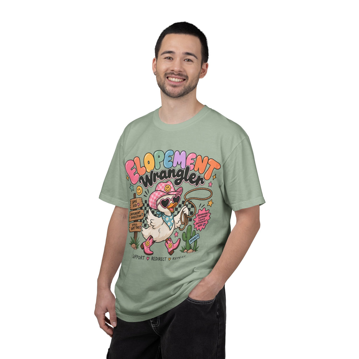 Elopement T-shirt | Cute Cowboy Sloth Illustration, Western Floral Tee