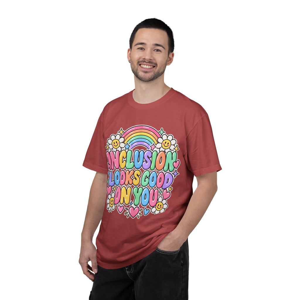 Inclusion Looks Good On You T-Shirt | Rainbow Smiles Graphic Tee