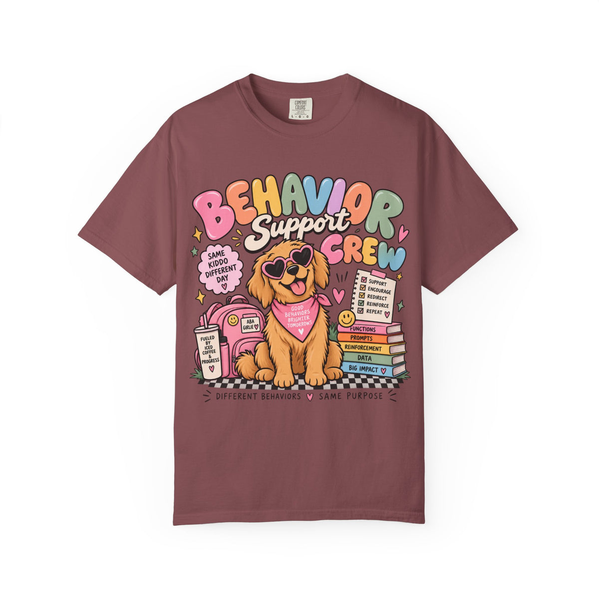Behavior Support Crew T-shirt | Golden Retriever School Therapy Design