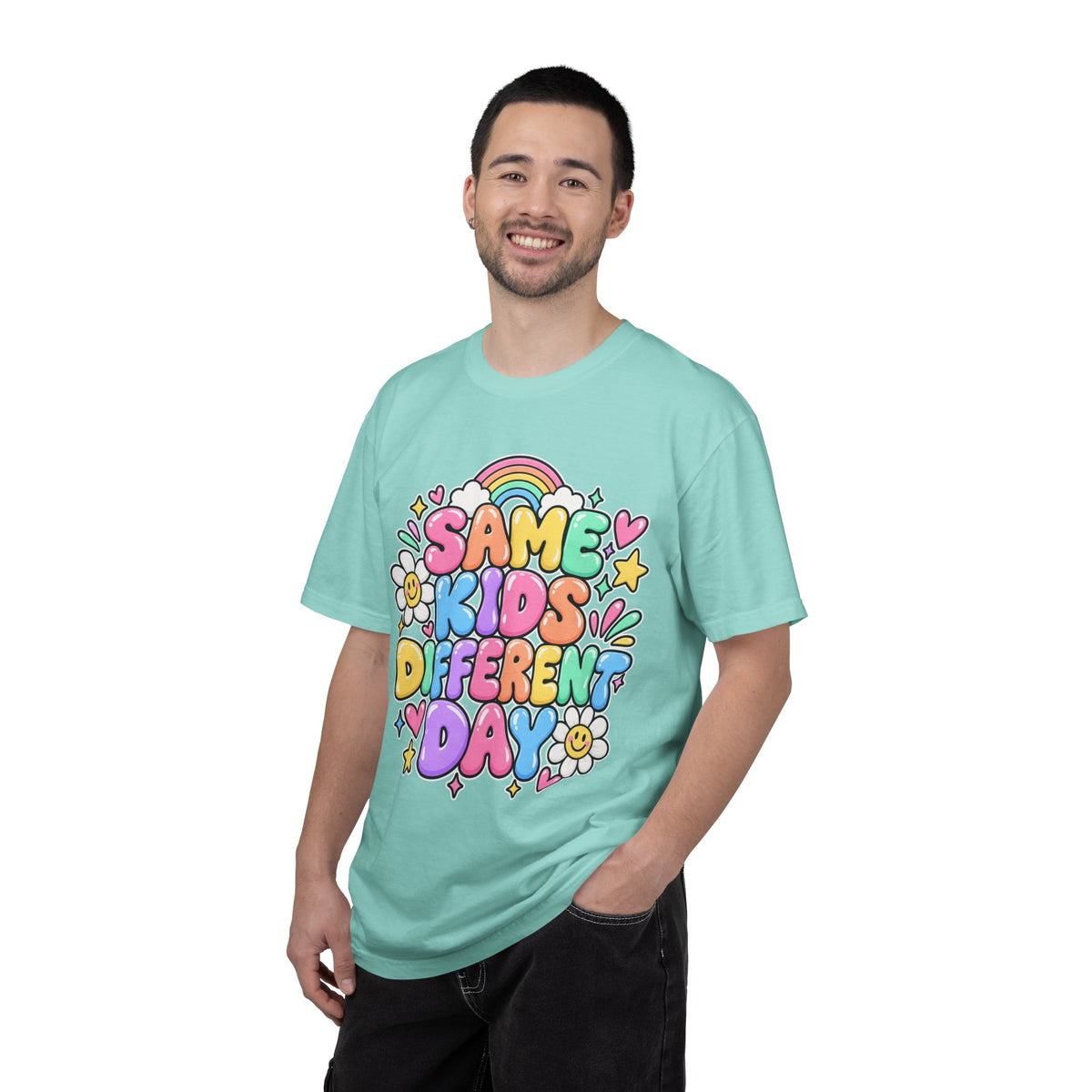 Same Kids Different Day T-shirt | Retro Rainbow Floral Typography