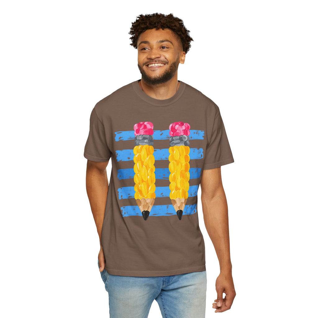 Braided Pencil Illustration T-Shirt | School Art Teacher Tee
