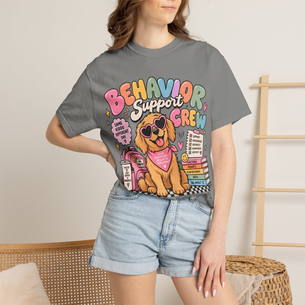 Behavior Support Crew T-shirt | Golden Retriever School Therapy Design
