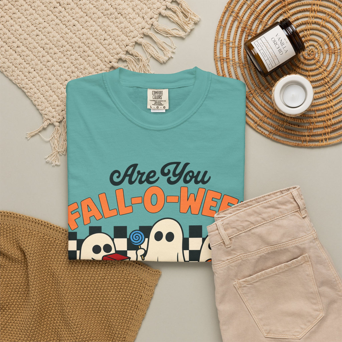 Fall-o-ween Ghosts Directions? T-shirt | Halloween pumpkin retro graphic