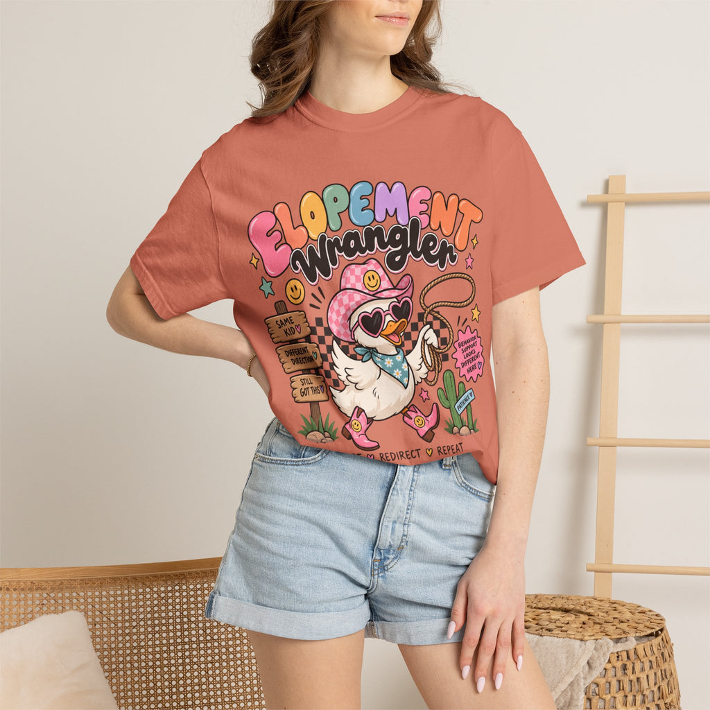 Elopement T-shirt | Cute Cowboy Sloth Illustration, Western Floral Tee