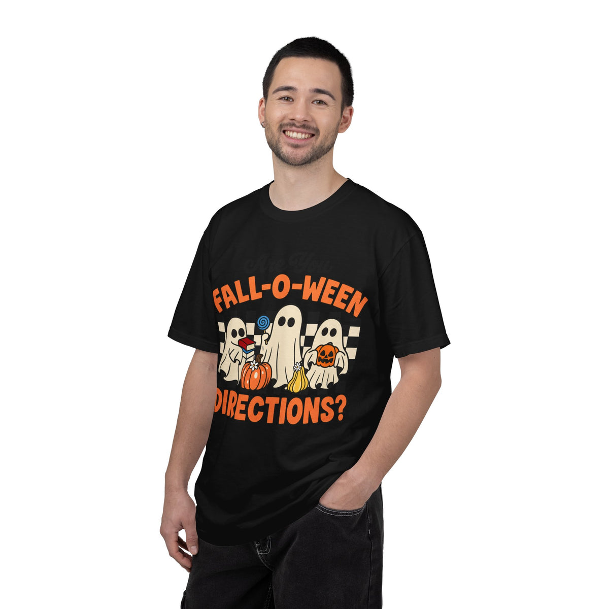 Fall-o-ween Ghosts Directions? T-shirt | Halloween pumpkin retro graphic