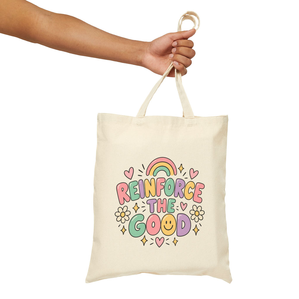 Reinforce The Good tote bag | Rainbow floral positive message cotton tote