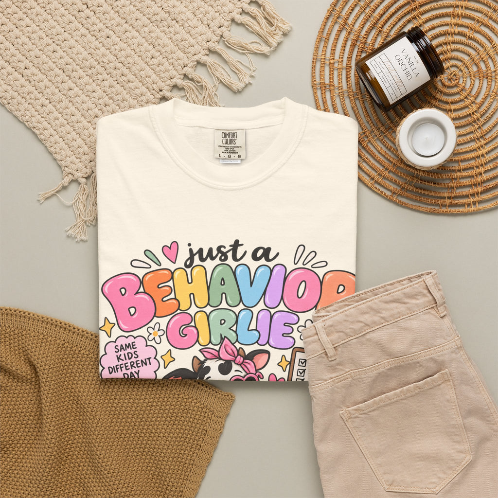 Just a Behavior Girl T-shirt | Cute Cow Therapist Illustration