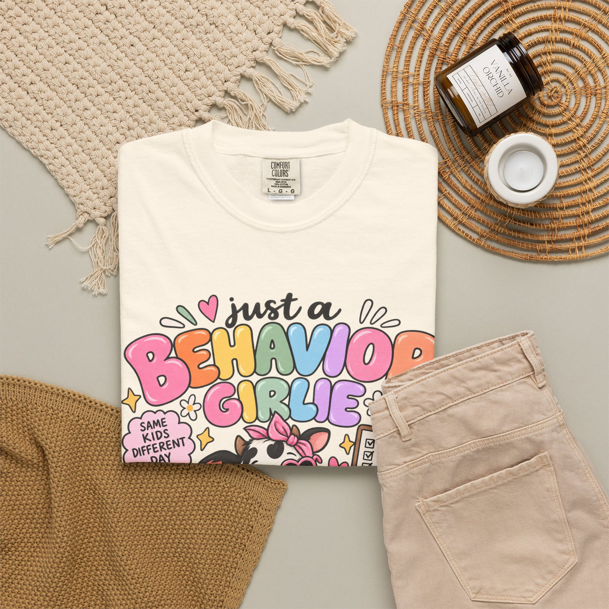 Just a Behavior Girl T-shirt | Cute Cow Therapist Illustration