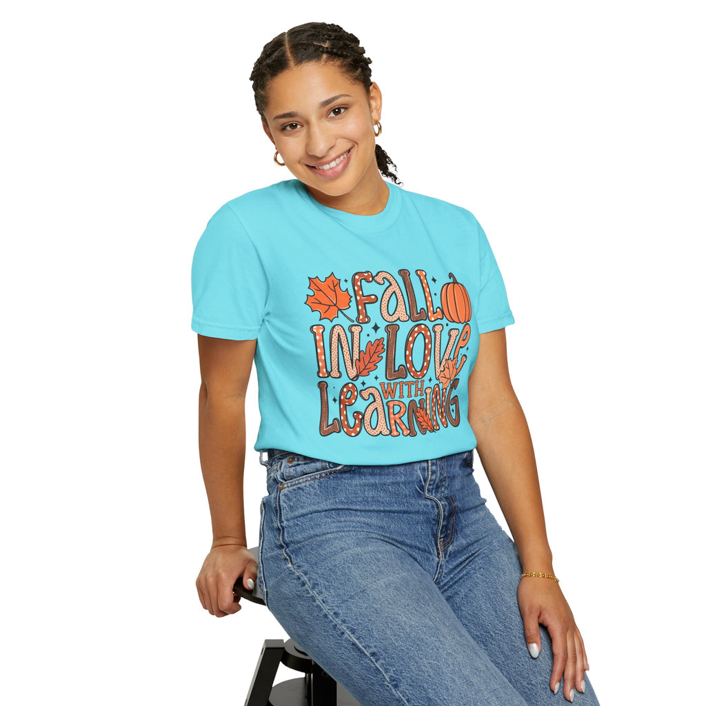 Fall in Love with Learning T-Shirt | Teacher Autumn Pumpkin Leaves