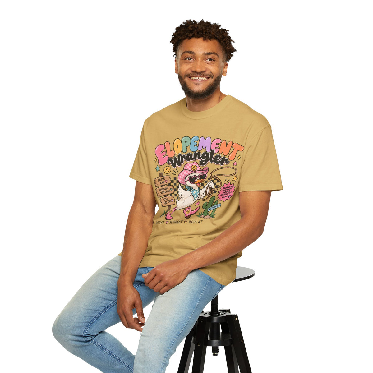 Elopement T-shirt | Cute Cowboy Sloth Illustration, Western Floral Tee