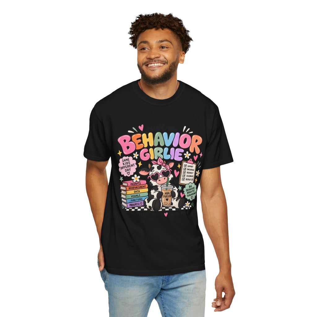 Just a Behavior Girl T-shirt | Cute Cow Therapist Illustration