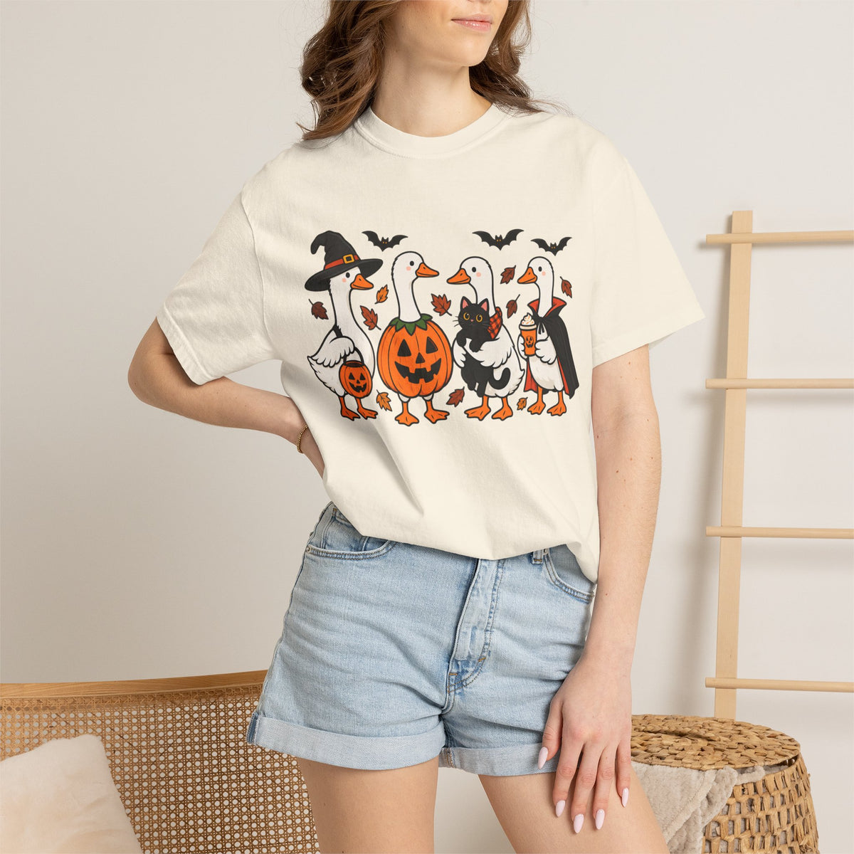 Halloween Ducks T-shirt | Geese in Costumes, Pumpkin Jack-O’-Lantern