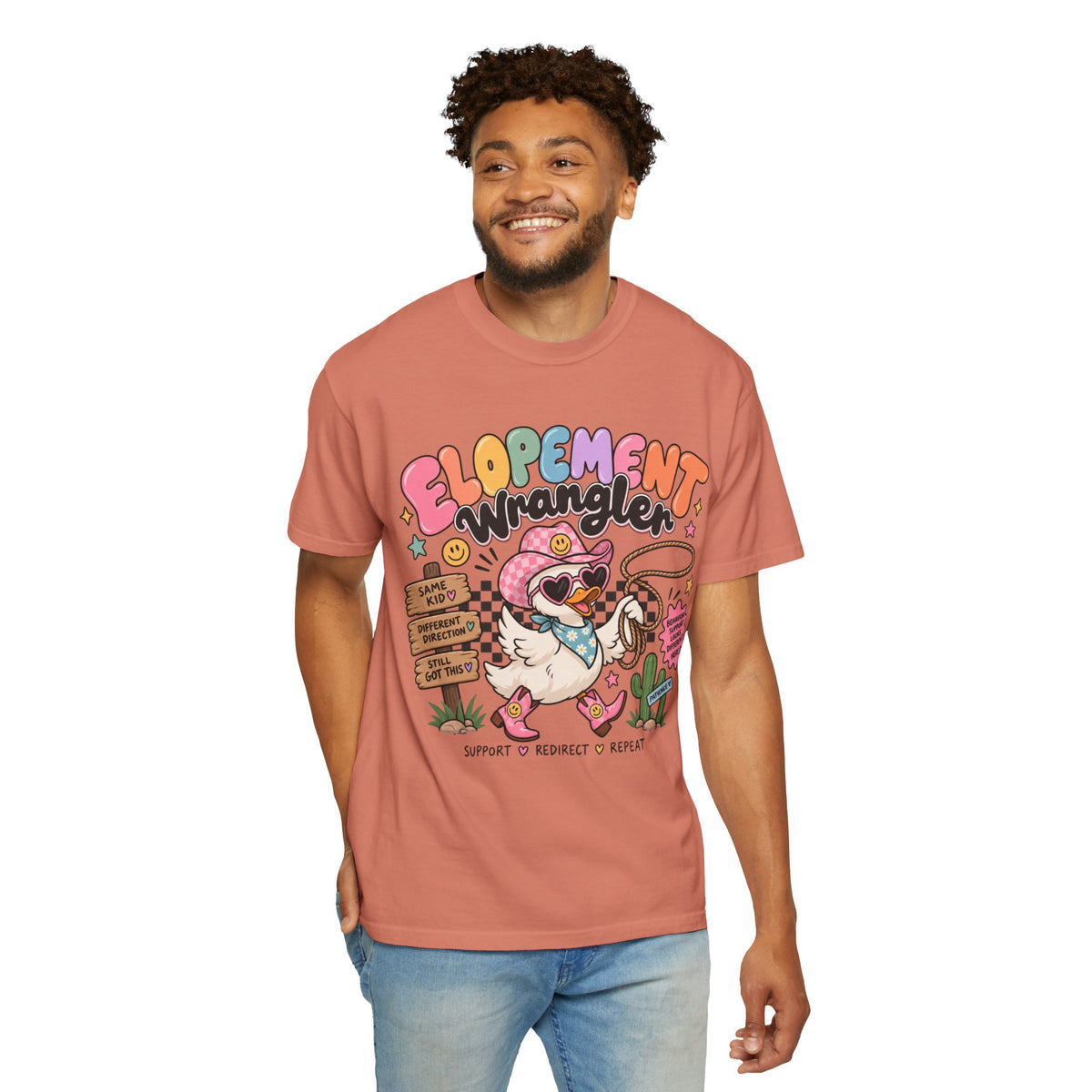 Elopement T-shirt | Cute Cowboy Sloth Illustration, Western Floral Tee