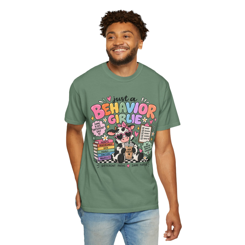 Just a Behavior Girl T-shirt | Cute Cow Therapist Illustration