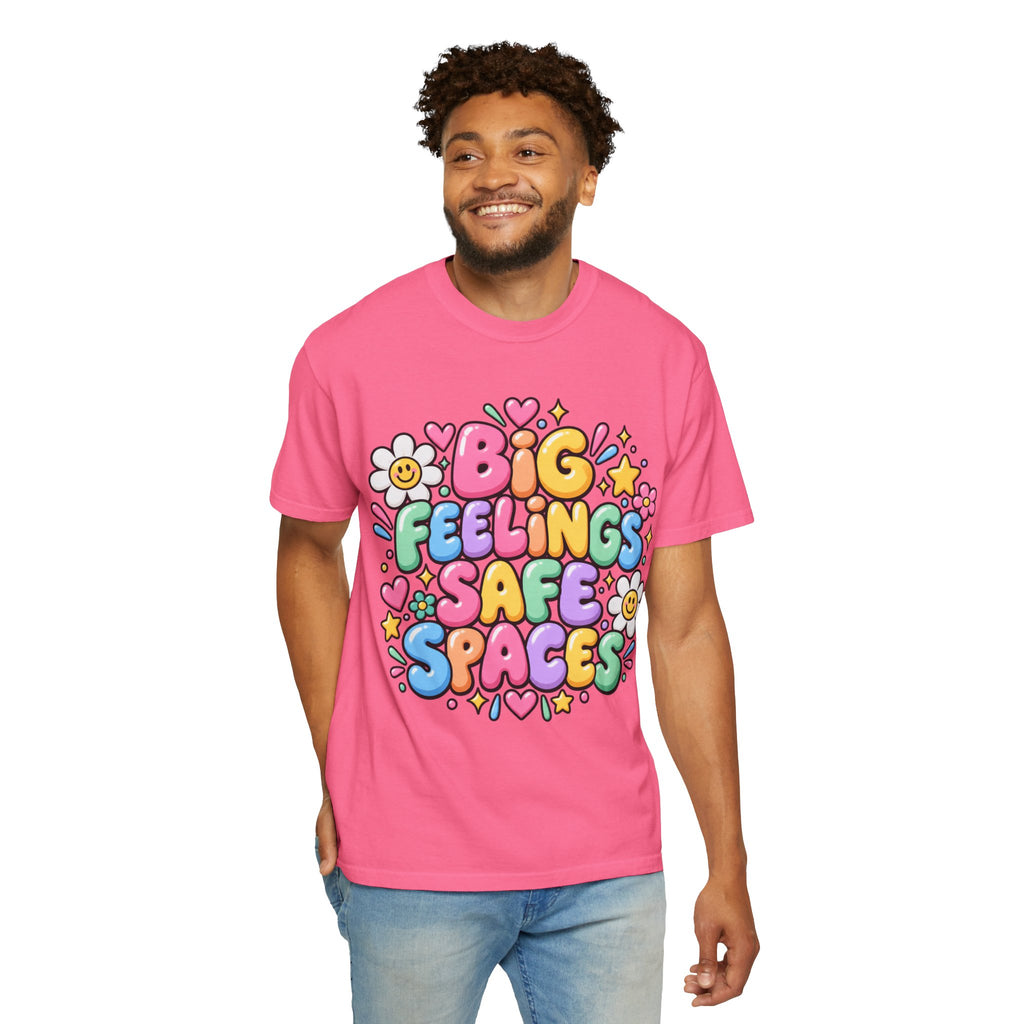 Big Feelings Safe Spaces T-shirt | Pastel Cute Floral Typography