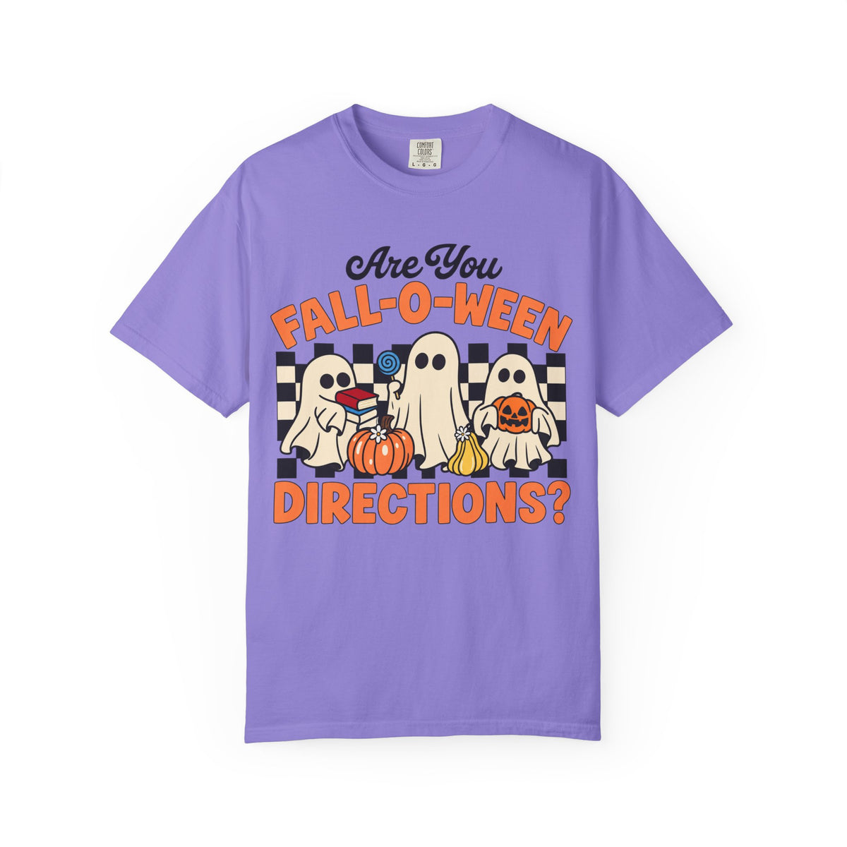 Fall-o-ween Ghosts Directions? T-shirt | Halloween pumpkin retro graphic