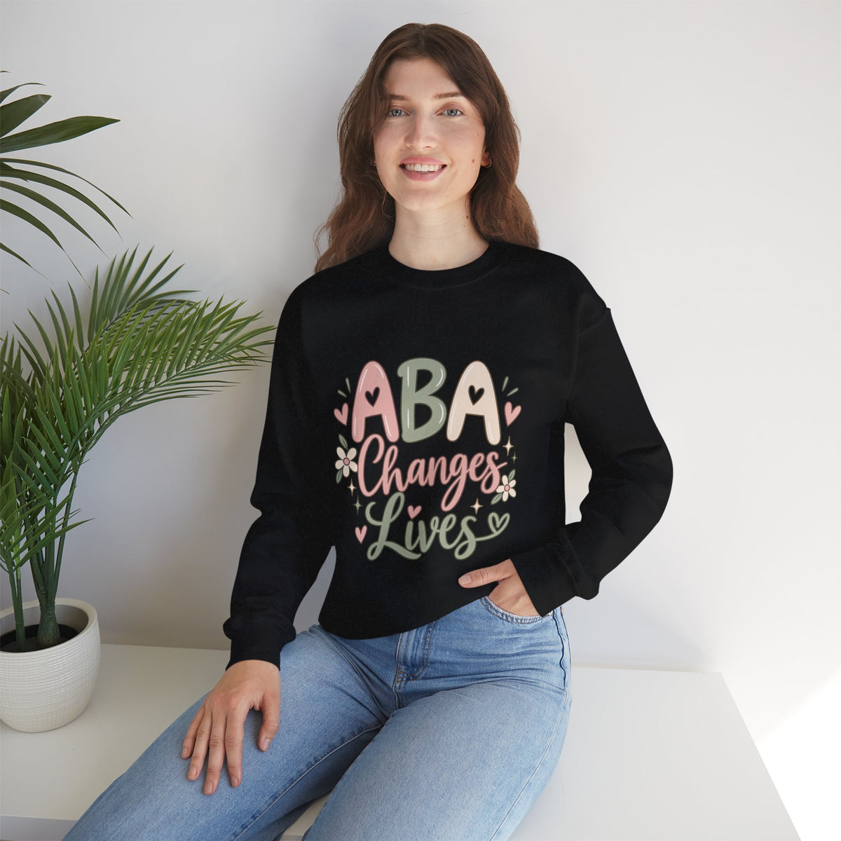 ABA Changes Lives Sweatshirt | Autism Therapy Awareness, Pastel Floral Design