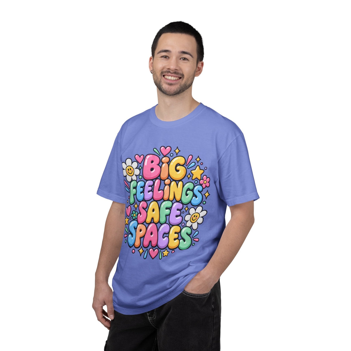 Big Feelings Safe Spaces T-shirt | Pastel Cute Floral Typography
