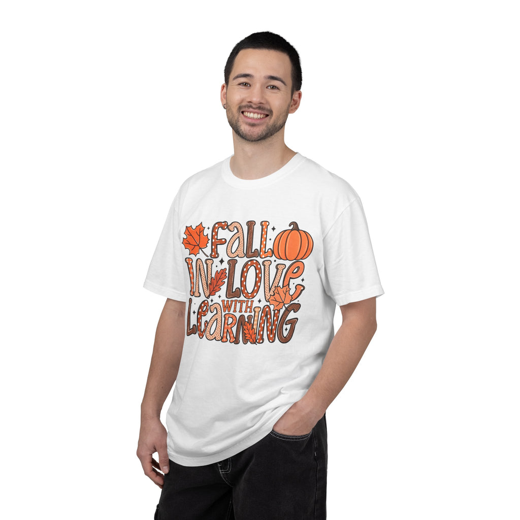 Fall in Love with Learning T-Shirt | Teacher Autumn Pumpkin Leaves