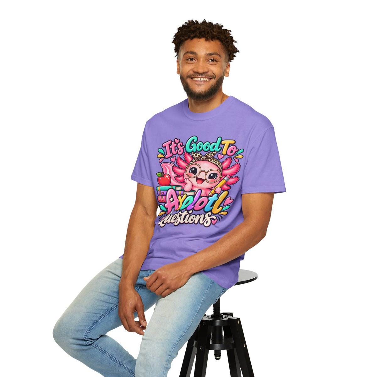 It's Good To Axolotl Questions Brenda Tee | Cute Axolotl Cartoon, Colorful Study Design