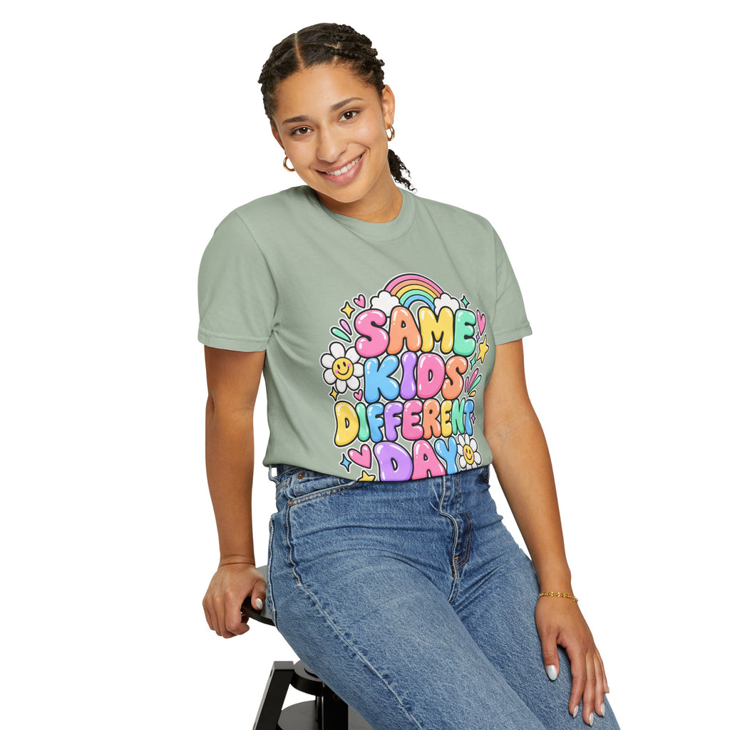Same Kids Different Day T-shirt | Retro Rainbow Floral Typography