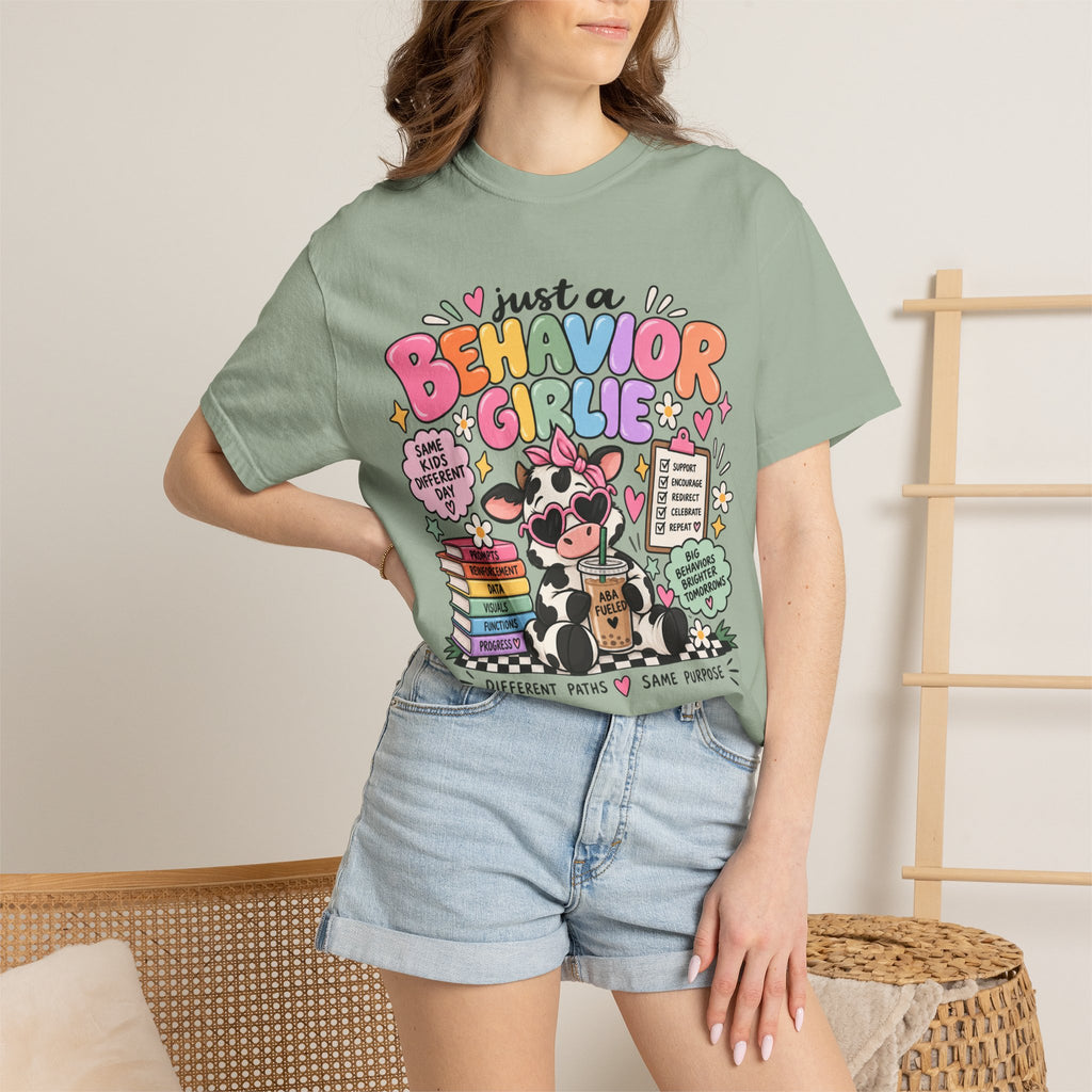Just a Behavior Girl T-shirt | Cute Cow Therapist Illustration