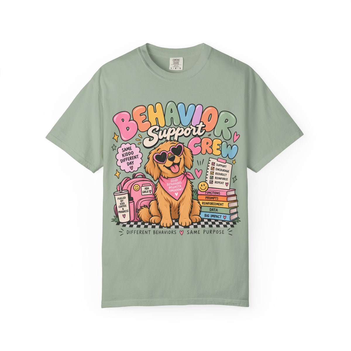Behavior Support Crew T-shirt | Golden Retriever School Therapy Design