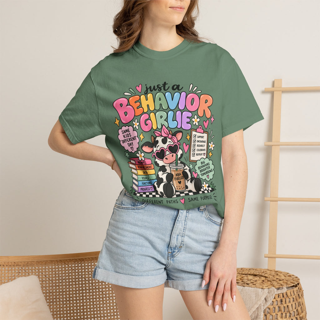 Just a Behavior Girl T-shirt | Cute Cow Therapist Illustration