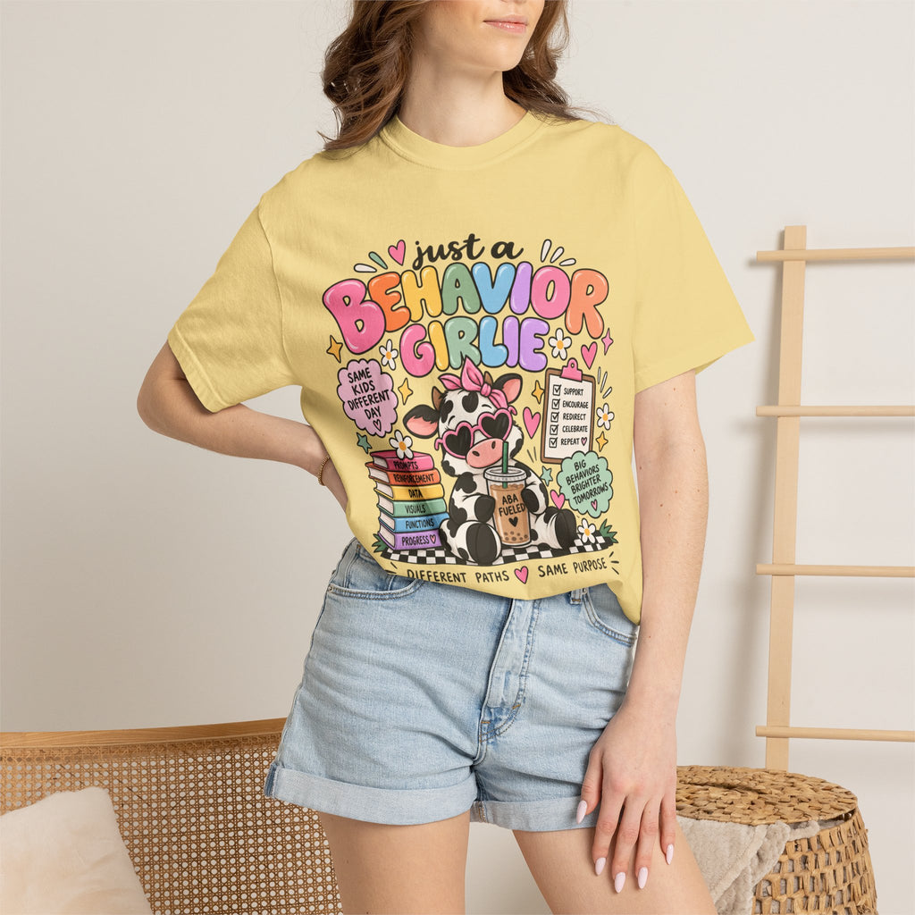 Just a Behavior Girl T-shirt | Cute Cow Therapist Illustration