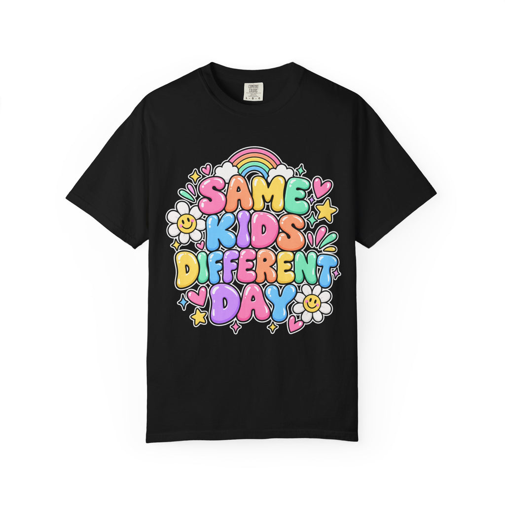 Same Kids Different Day T-shirt | Retro Rainbow Floral Typography