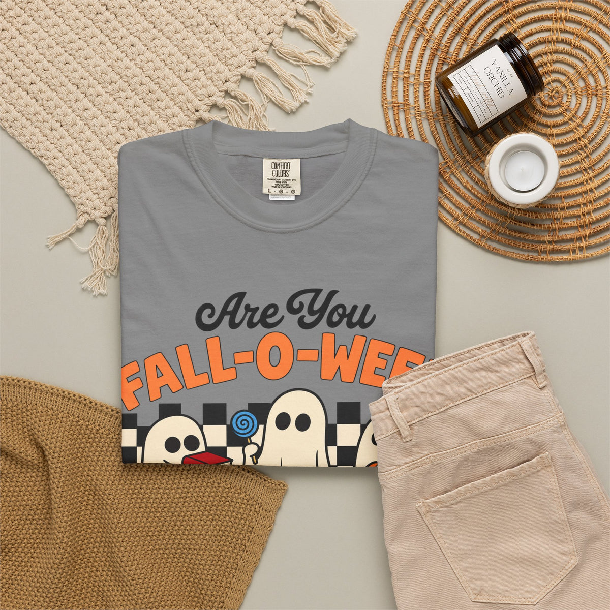 Fall-o-ween Ghosts Directions? T-shirt | Halloween pumpkin retro graphic