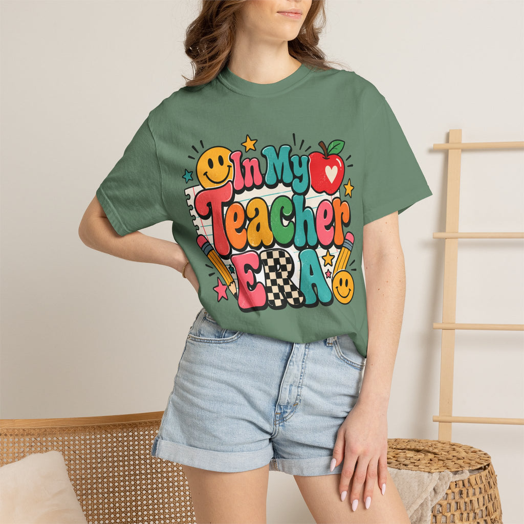 In My Teacher Era T-shirt | Retro School Graphic, Apple & Pencils